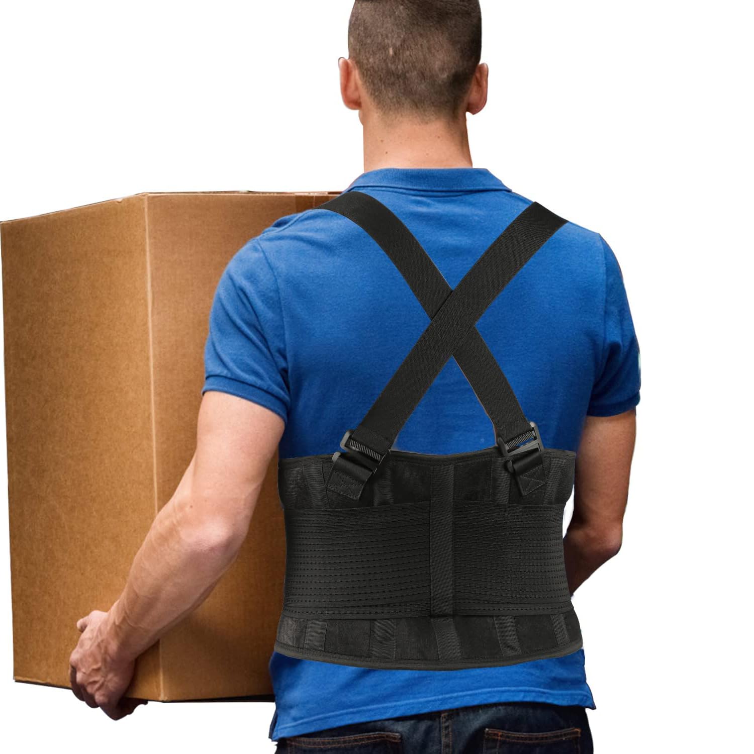 ABACKH Back Brace Lumbar Back Support Belt for Women and Men - Lower Back Pain Relief - Heavy Lifting Support with Removable Adjustable Belt for