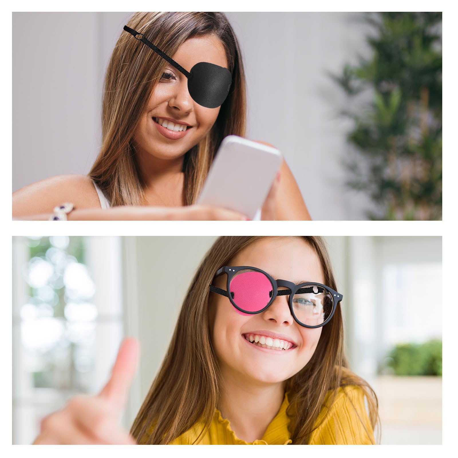 UILYNIU 8pz Toppe Oculari, Benda Occhio Maschera per Occhio Singolo,Toppe Oculari Confortevoli Maschera Oculare Singola Regolabile Occhio,Strabismo Bende per Occhi Pigri per Adulti Bambini (8 colori)