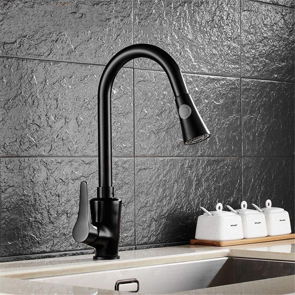 Grifo de Cocina extraíble, Monomando, con función bidireccional, Giratorio 360°, para Fregadero, Color Negro