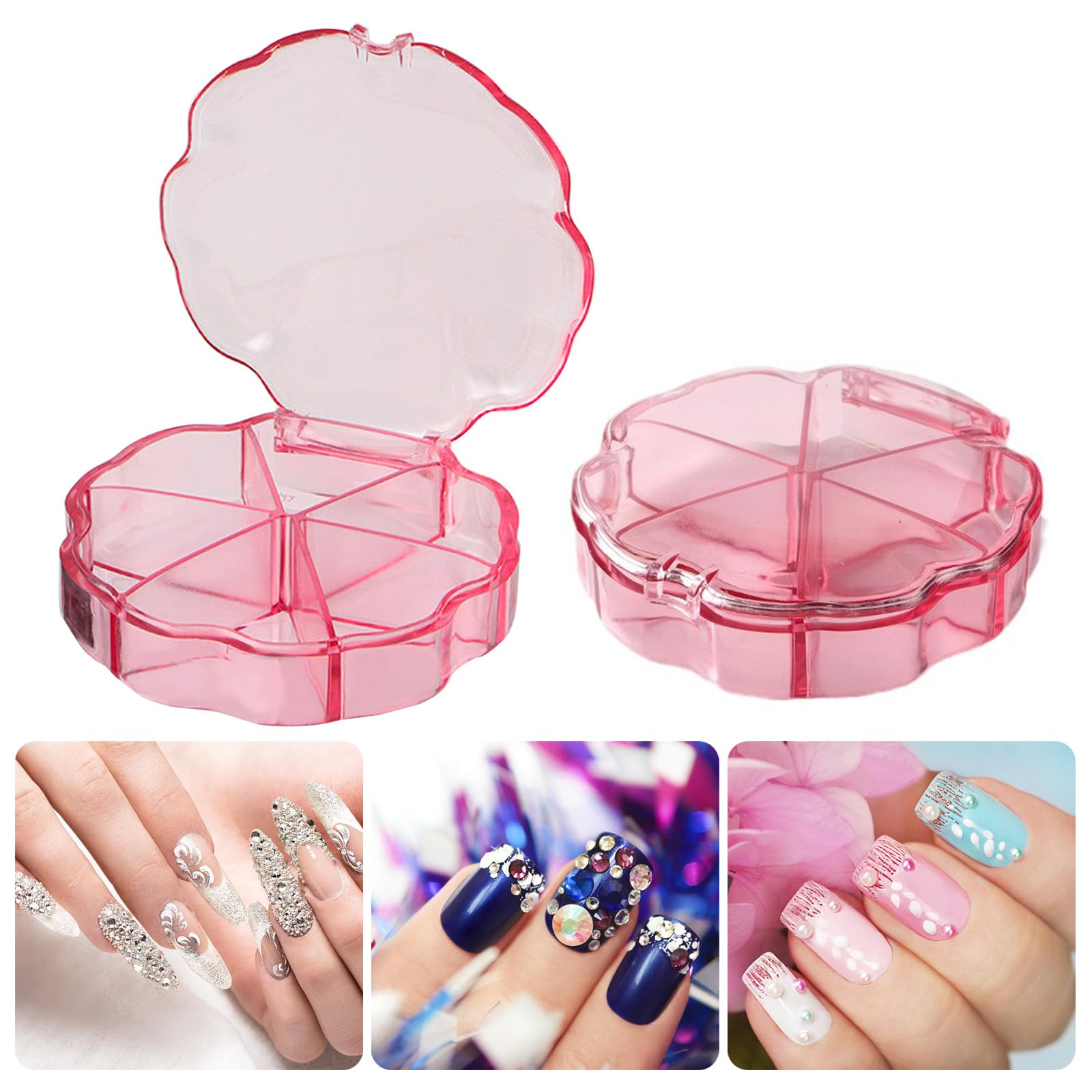 jiingekk Nails Glitters Rhinestones Crystal Storage Box Nails Art Accessories Organizers Nails Art Decorations Storage Containers