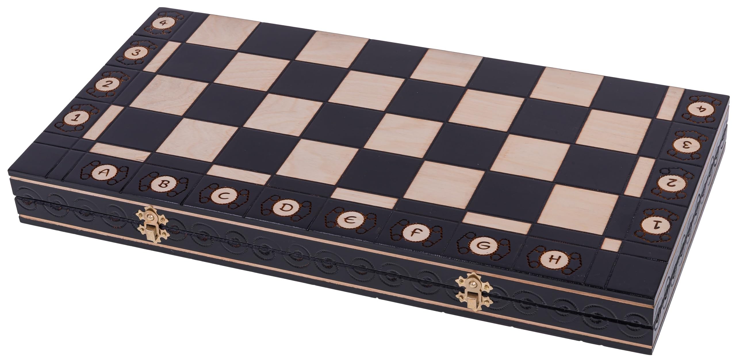 Square - Scacchi ROMANO SILVER - Scacchiera in Legno - 52 x 52 cm & Pezzi degli scacchi metallizzati