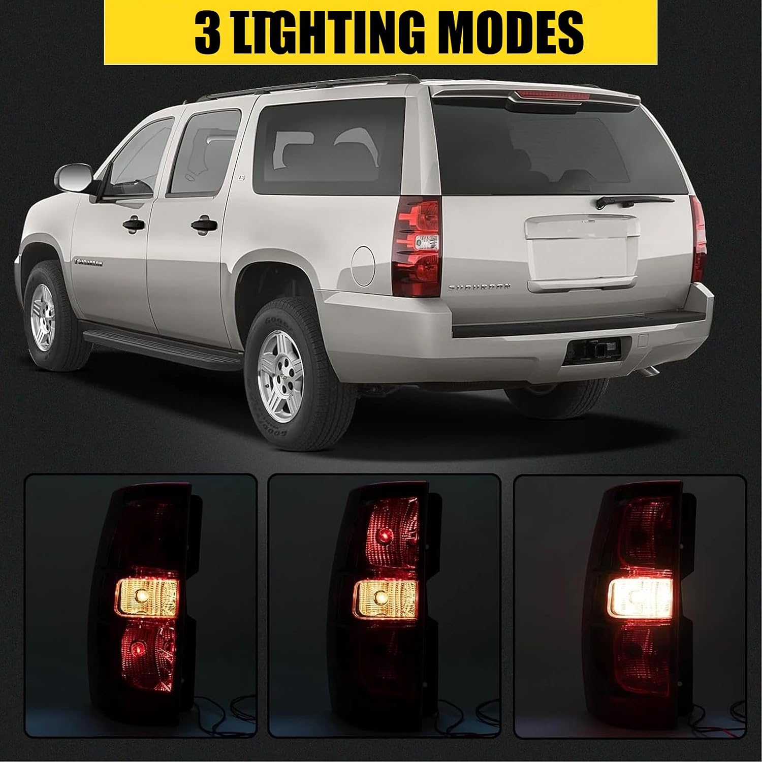 Tail Light Assembly Compatible with 2007-2014 Chevy Tahoe/Suburban 1500 2500,Taillight Brake Lamp Reverse Light Replacement Rear Left Right Side GM2800196 GM2801196 with Bulbs&Harness