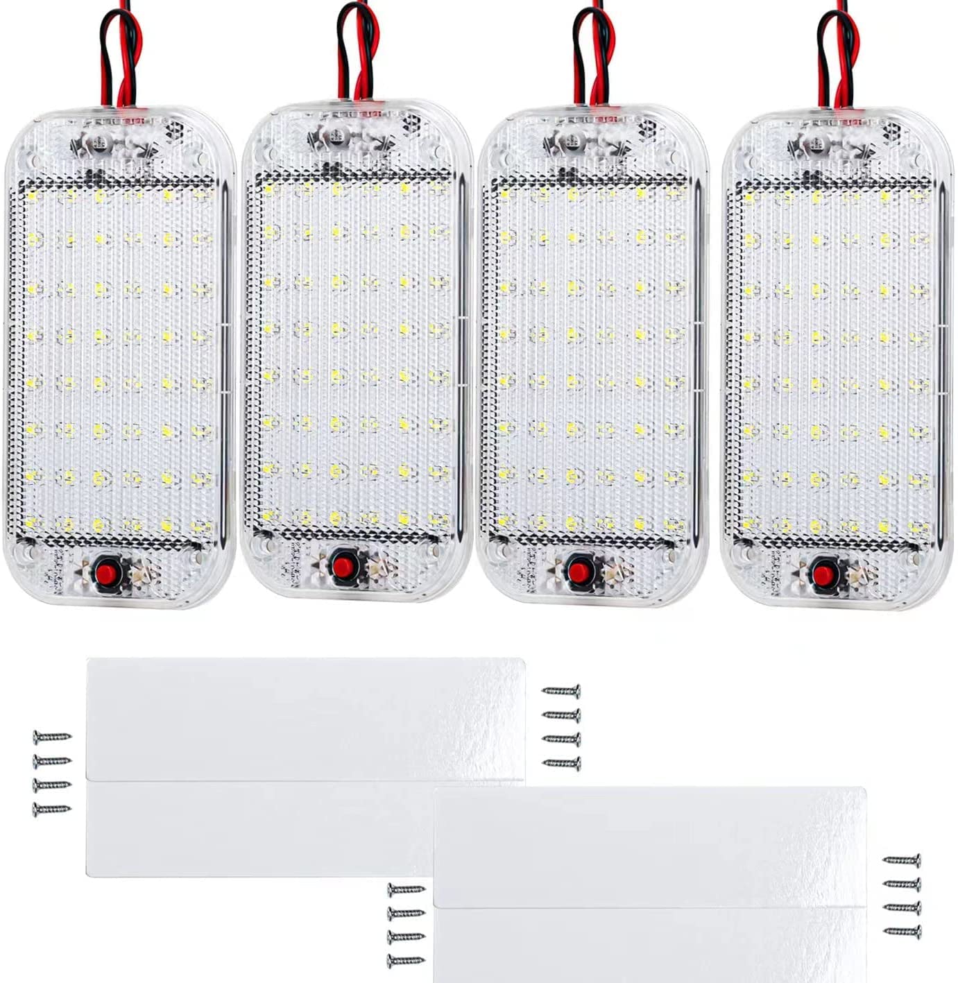 Kit 4 Luci LED Per Interno Auto - 12-85V, Bianco 10000K, Con Interruttore, Per Camper E Furgoni - Foto 8
