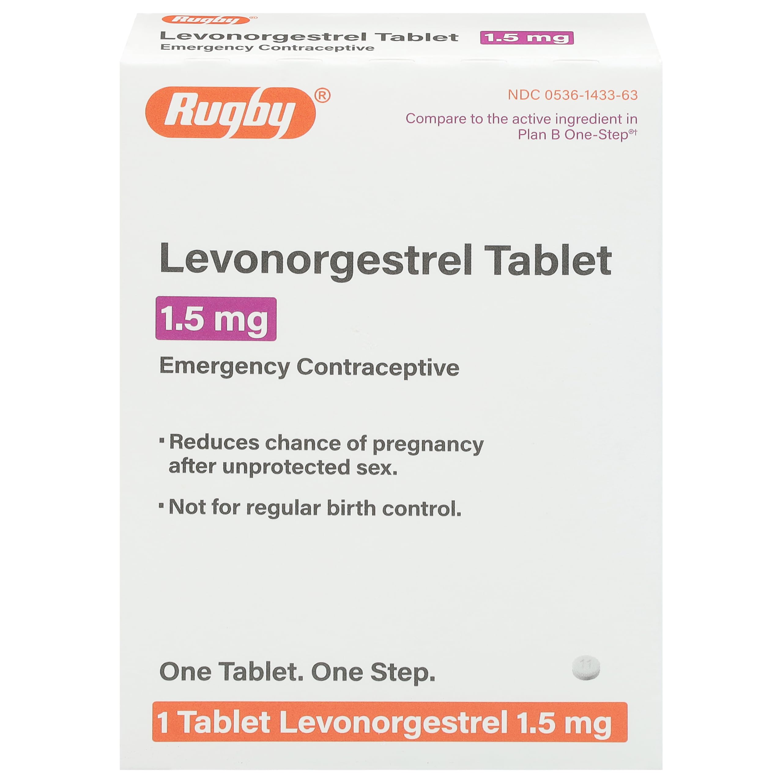 Rugby Levonorgestrel 1.5mg Tablet - Emergency Contraceptive Tablet for Women - One Count and One Step - 1-Pack