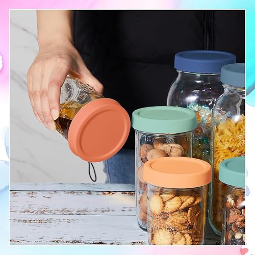 Miniatura 4 de Tapas de silicona para frascos, tapa gruesa a prueba de fugas para frascos Mason de boca, tapas grandes reutilizables para tarros de conservas