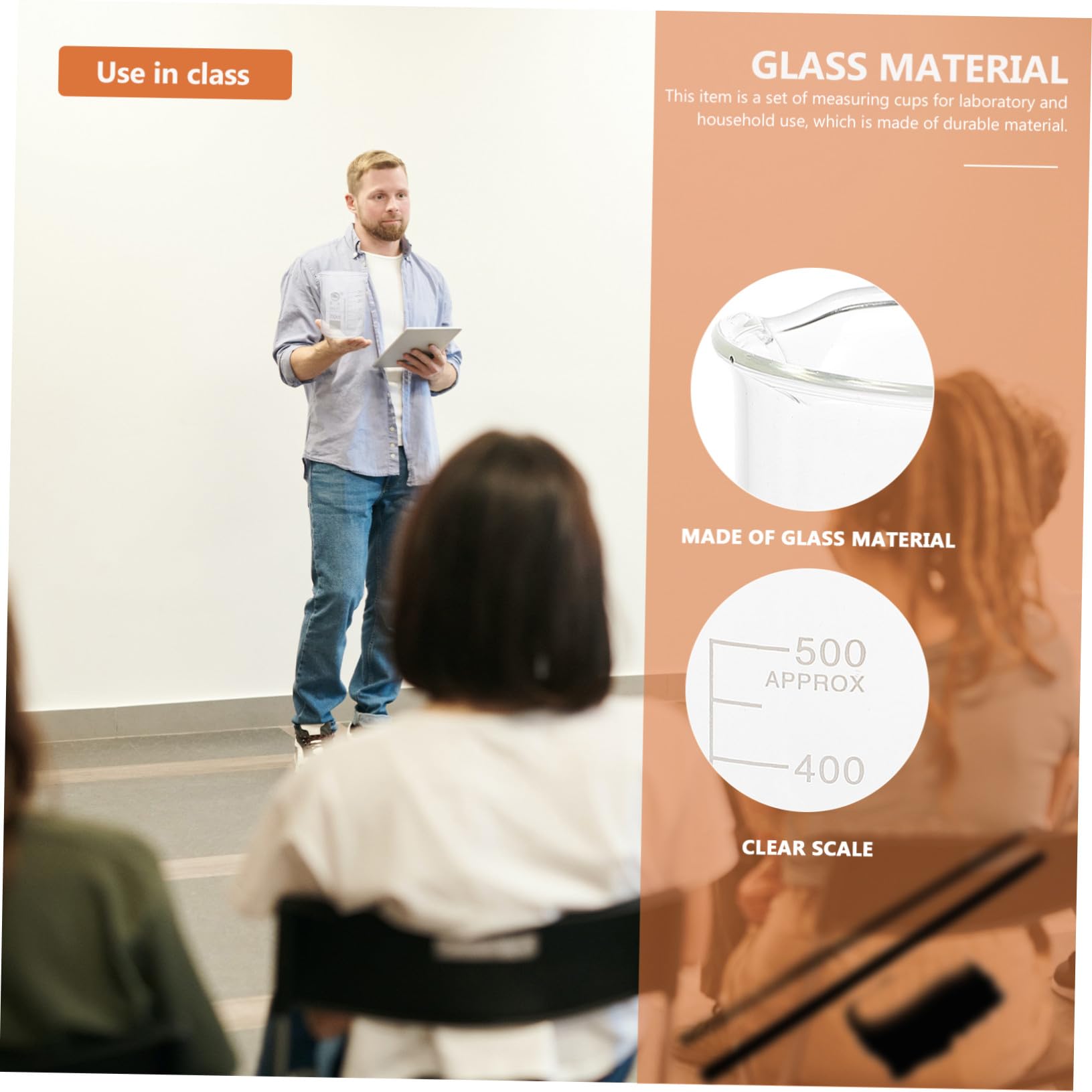 iplusmile 5piezas Vasos Medidores De Vidrio Graduados De Borosilicato Resistentes Al Calor Para Laboratorio Mezcladores Transparentes Para Líquidos Con Capacidad Para Experimentos Científico