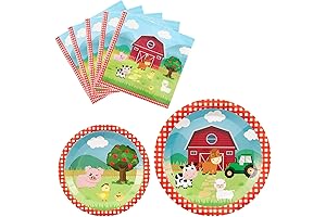 WERNNSAI Farm Plates for Birthday Party