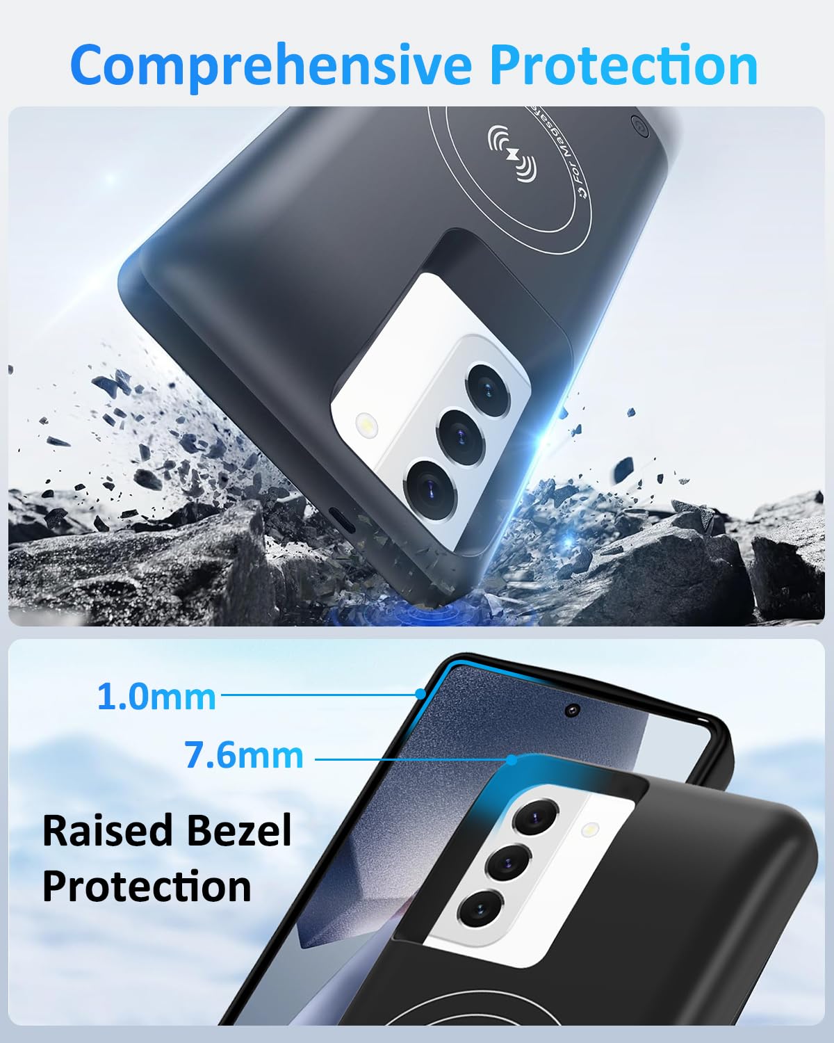 Akkuhülle für Samsung Galaxy S22 plus/S23 Plus (15000mAh),GAN-Technologie Tragbares Ladegerät Ultradünn Erweiterter Akku Hülle Telefonladegerät,Powerbank Handyhülle mit Ladefunktion