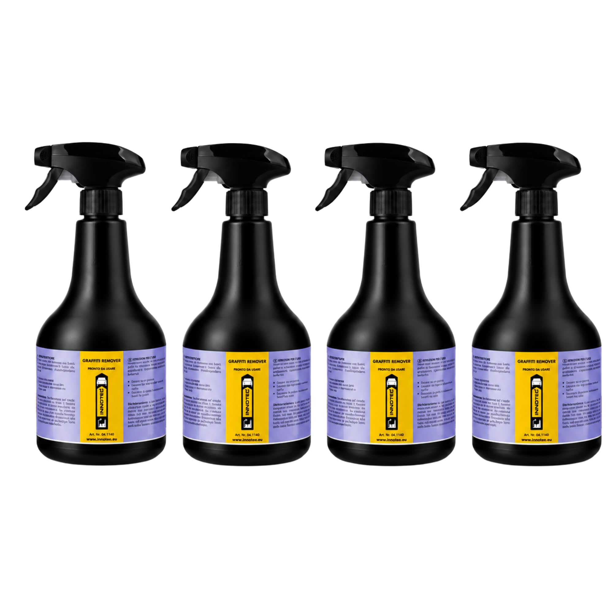 4 Stück INNOTEC Graffiti Remover 500 ml – kraftvoller Graffiti-Entferner für Farbe & Spraylack – löst schnell Farbschichten auf Beton, Metall, Holz und Putz – ideal für Fassaden, Mauern & Außenflächen