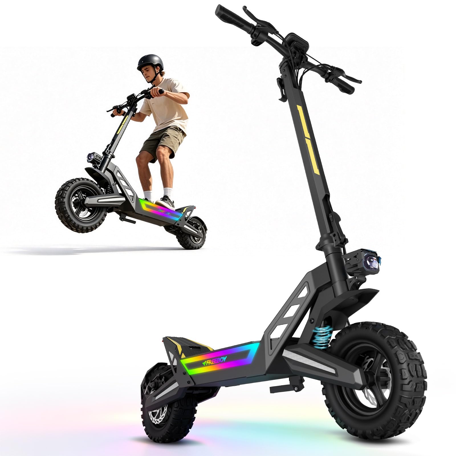 J2max Monopattino Elettrico Adulto,Autonomia di 50-55KM,48v 18.2Ah Batteria,11 Pollici Scooter Elettrico Pieghevole Doppio Freno a Disco e Ammortizzatori,3 Modalità di Velocità,Carico120KG
