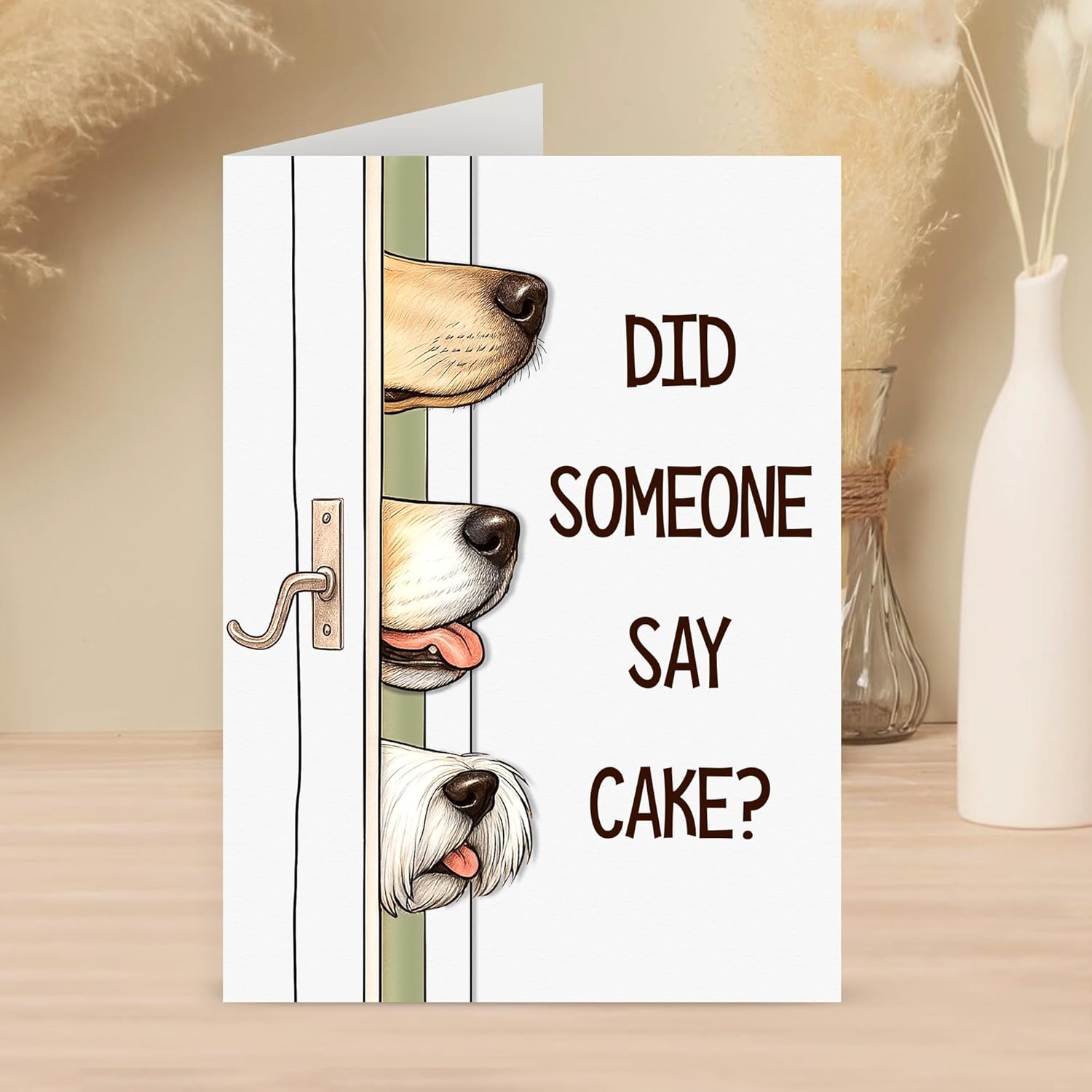 Funny Dog Birthday Cake Card, Cute Birthday Card from Dogs, Humor Dog Peeking Through Card - 5 x 7 Inches - Image 7