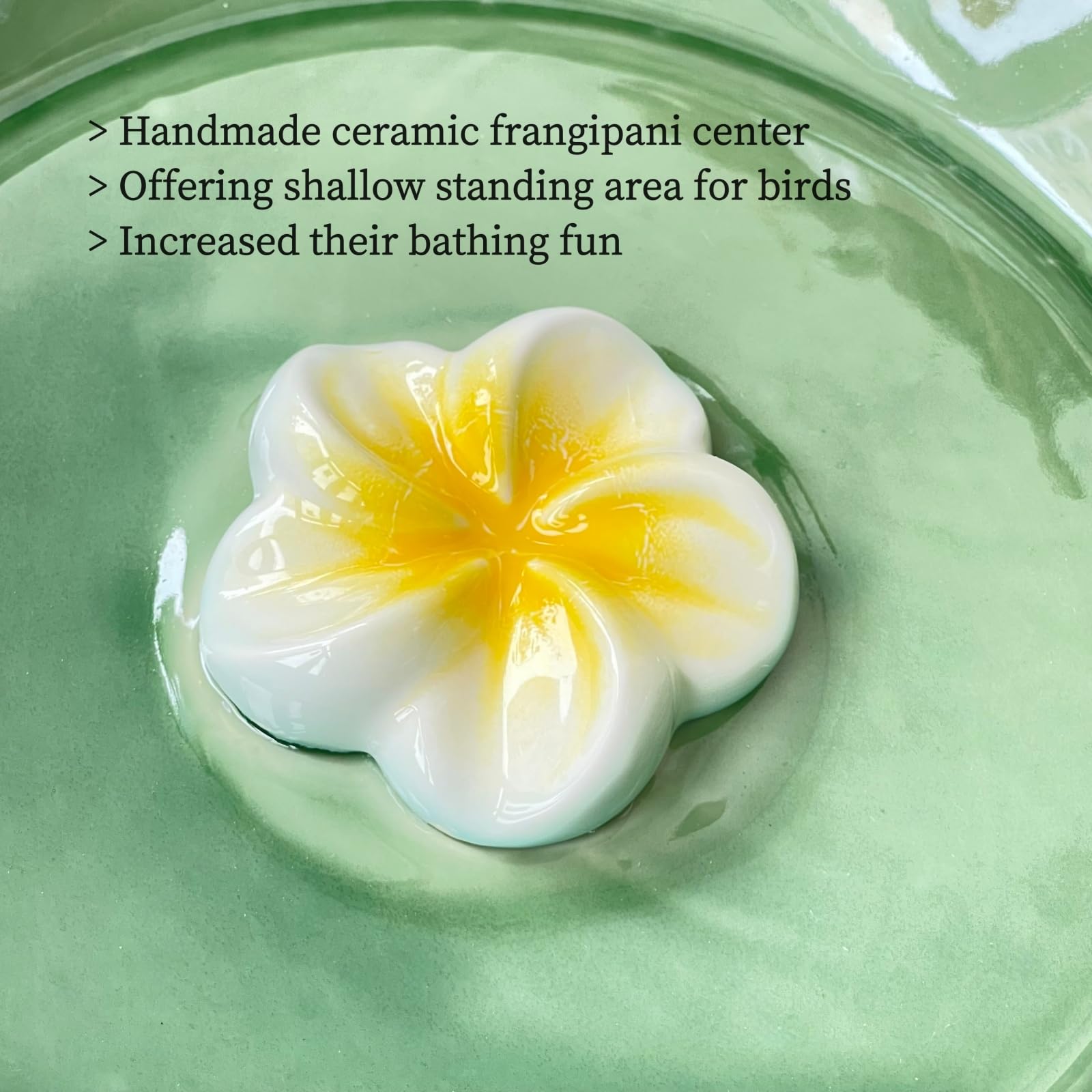 Cuenco decorativo de cerámica verde claro de 11.8 pulgadas para baño de pájaros silvestres de alta temperatura para jardín al aire libre, solo cuenco