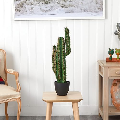 Miniatura 3 de Nearly Natural Planta artificial de cactus de 3 pies, color verde, 2.5 pies.