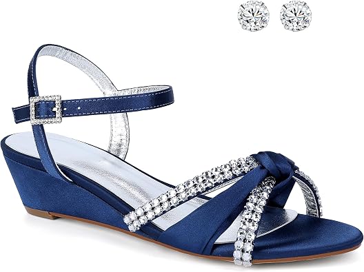 Lady Satin Wedge Sandals with Ear stud