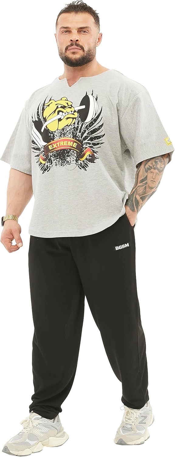 Men's Oversize Gym Lifestyle T-Shirt, Thick Texture Cotton, Comfort Design, Performance Top