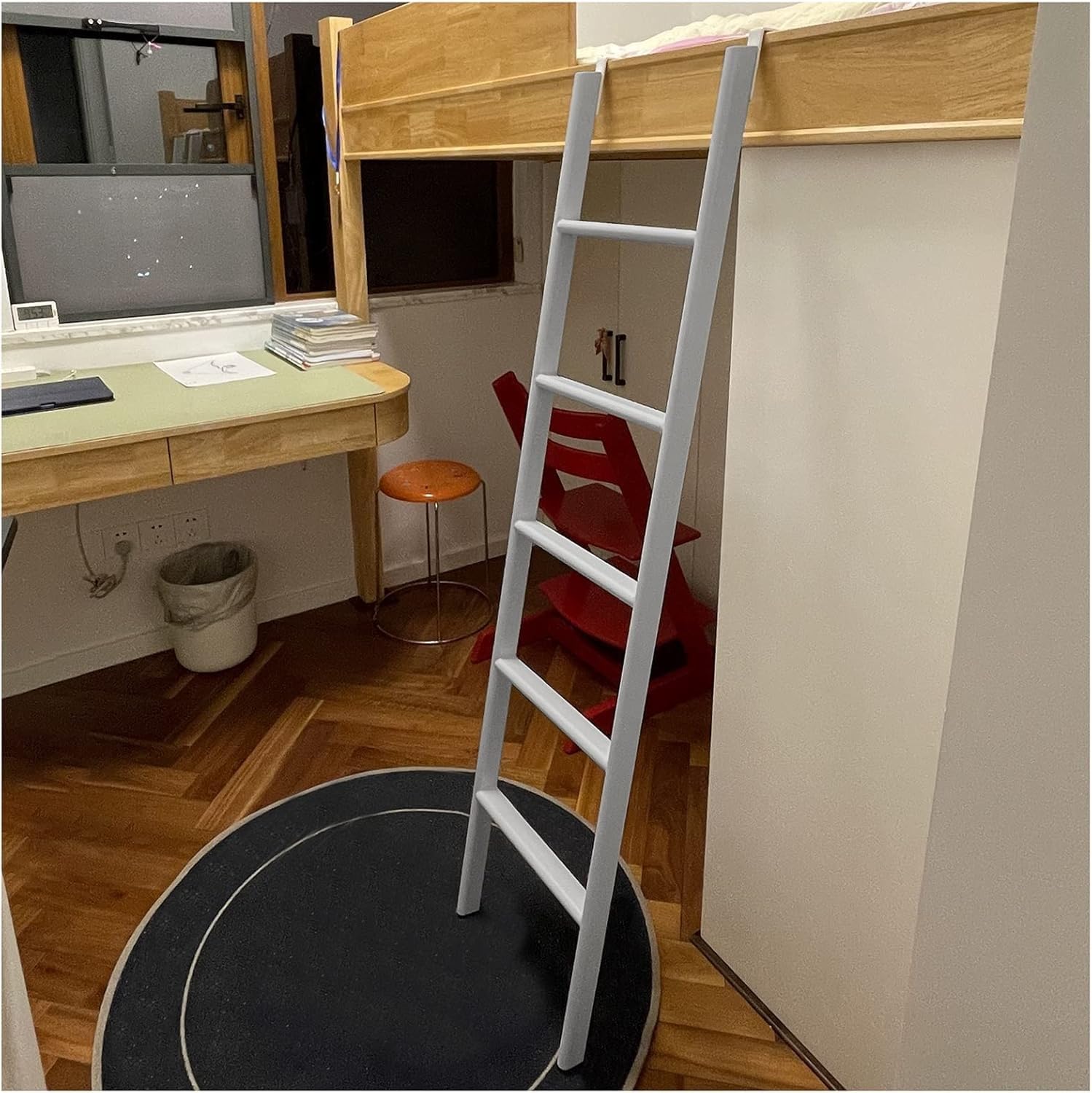 1pc Heavy Duty Adjustable Loft Bed Ladder for Adults & Kids - 150kg Capacity Bunk Bed Accessory(Silver,160cm)