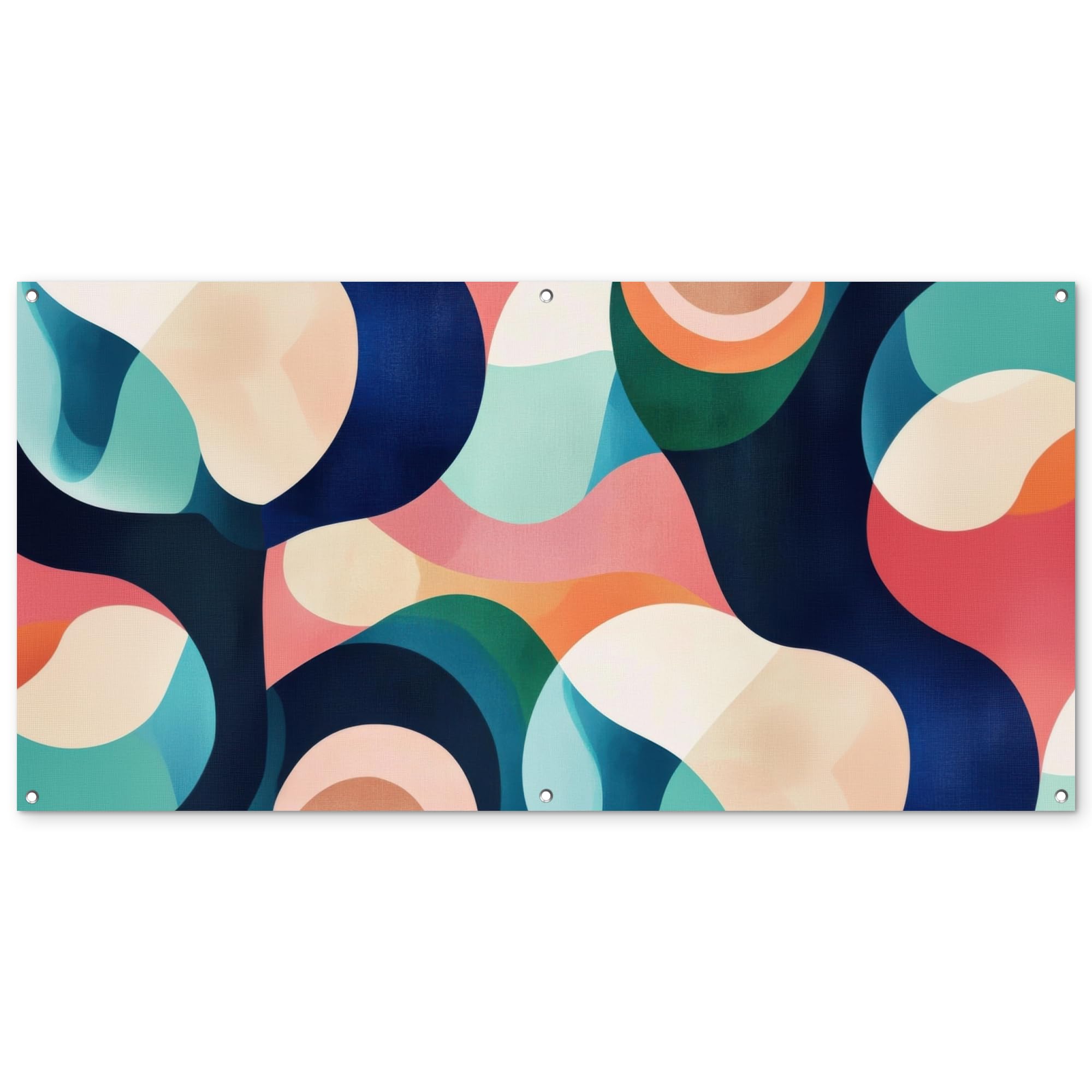 MuchoWow© Poster De Jardin Decoracion Balcón Wall Decoration Adornos Pared | 160x80 cm - Terraza Exterior Decoración Patio Posters Decorativos Abstracto - Azul - Rosa