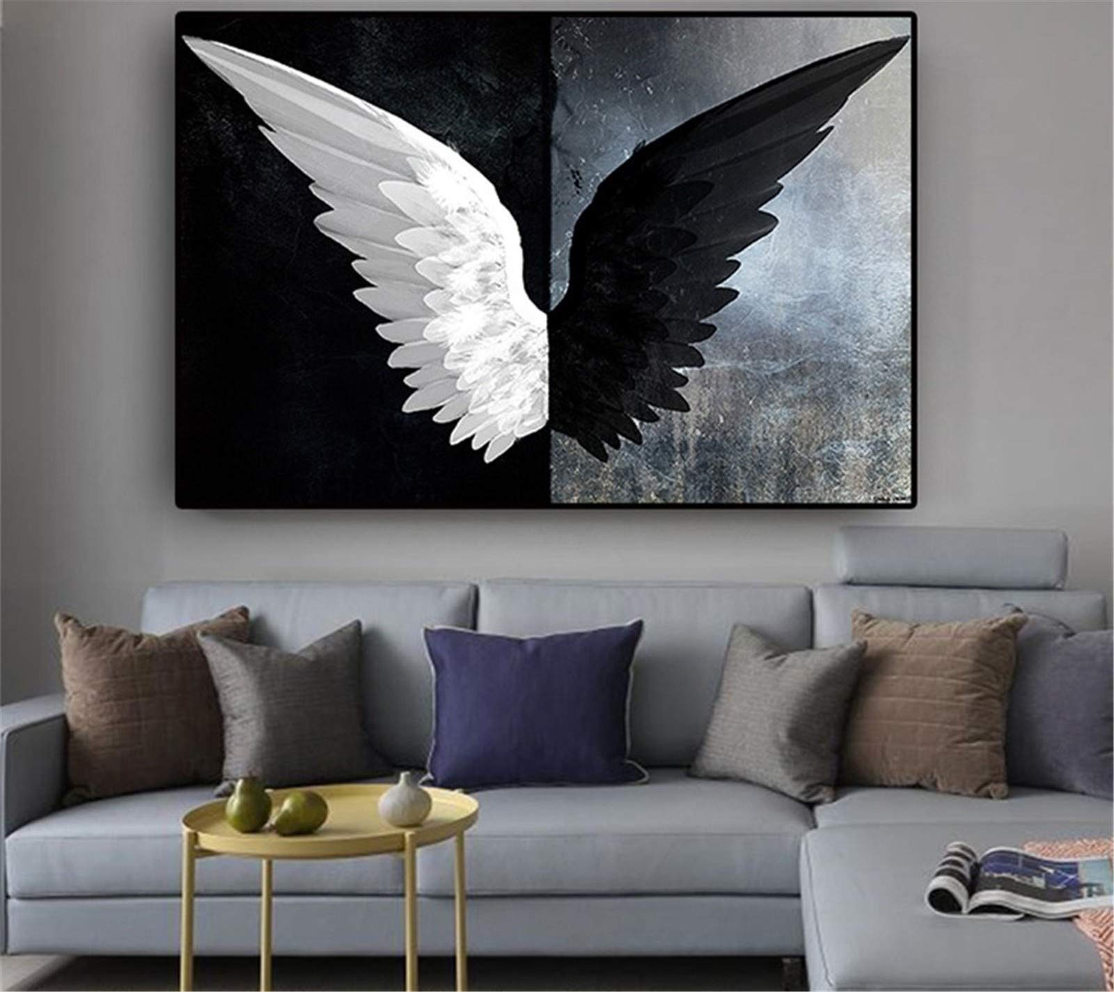 Diamond Painting Large Size plumes noires blanches broderie 5D pour salon