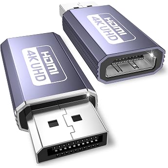 DisplayPort to HDMI Adapter 4K Pack of 2 Unidirectional DP to HDMI 4K@60Hz/4K@30Hz/2K@60Hz/1080P@120Hz Adapter Displayport to HDMi Compatible with Lenovo HP Dell GPU AMD NVIDIA Desktop