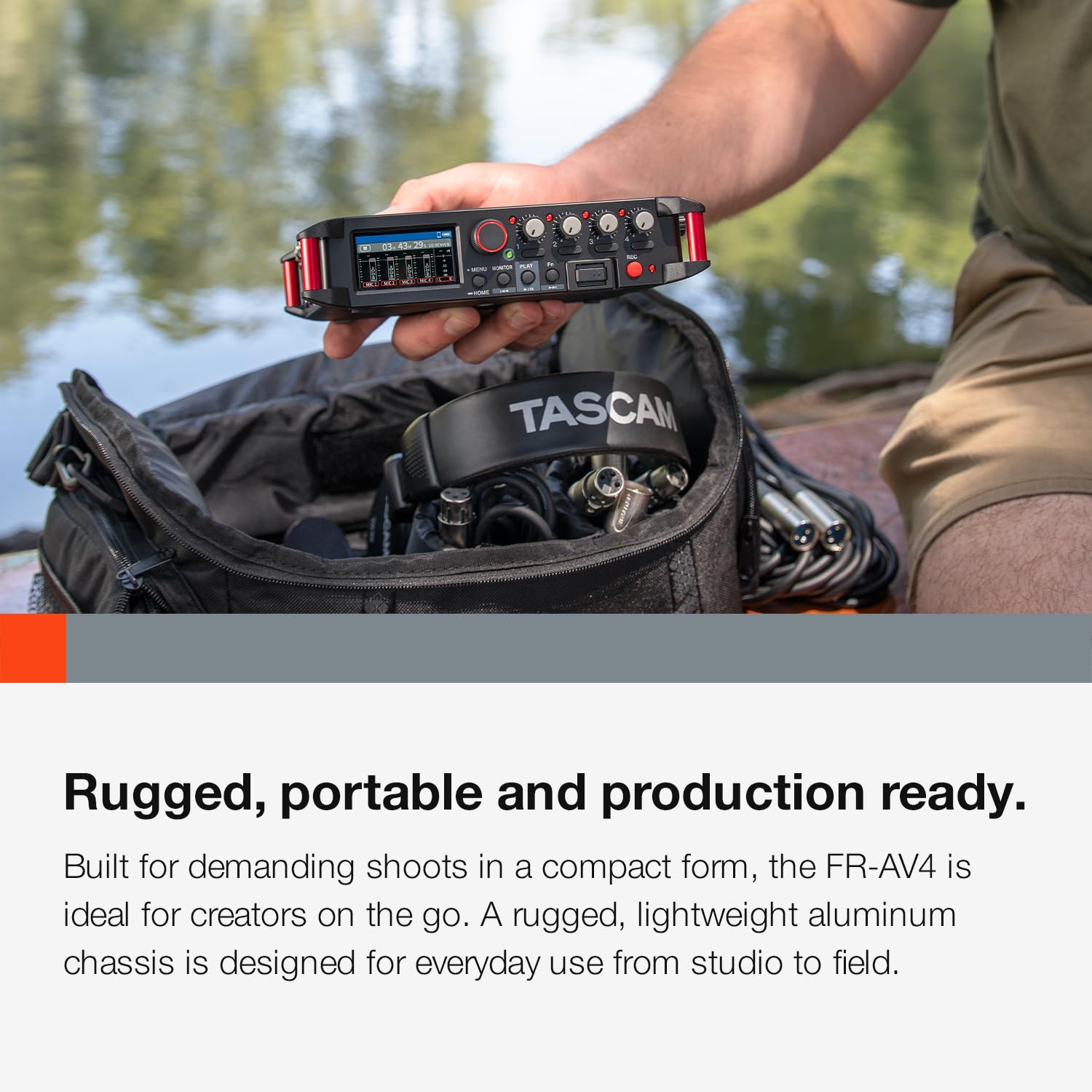 TASCAM FR-AV4 - Professioneller 4 Spur Field Recorder mit 32-Bit-Float, Timecode & HDMI-Sync, kaskadierbar