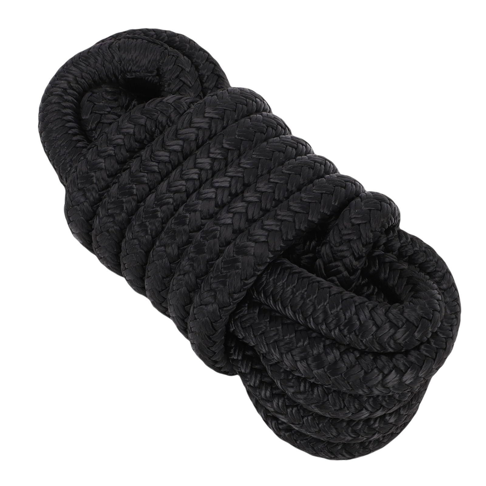 Dockleine, Doppeltes Nylon 1/2 Zoll X 15 Fuß Hochfestes Bootsseil, Festmacherleine mit 12 Zoll Handspleißösen, Ideal Zum Andocken und Festmachen in Seen, Flüssen, Jachthäfen (Black)