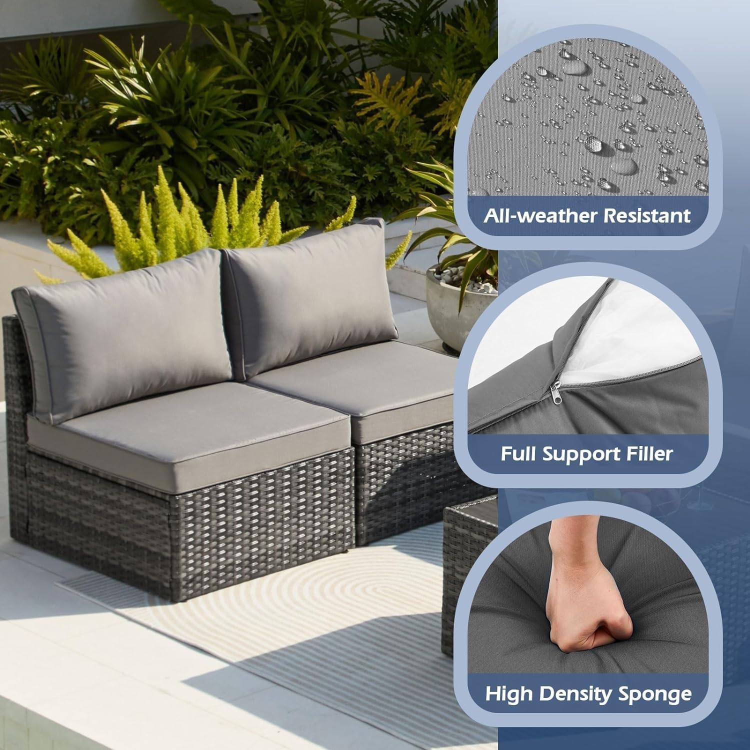 Patio Furniture Set 7 Piece Wicker Outdoor Furniture, Patio Sectional Sofa Conversation Set