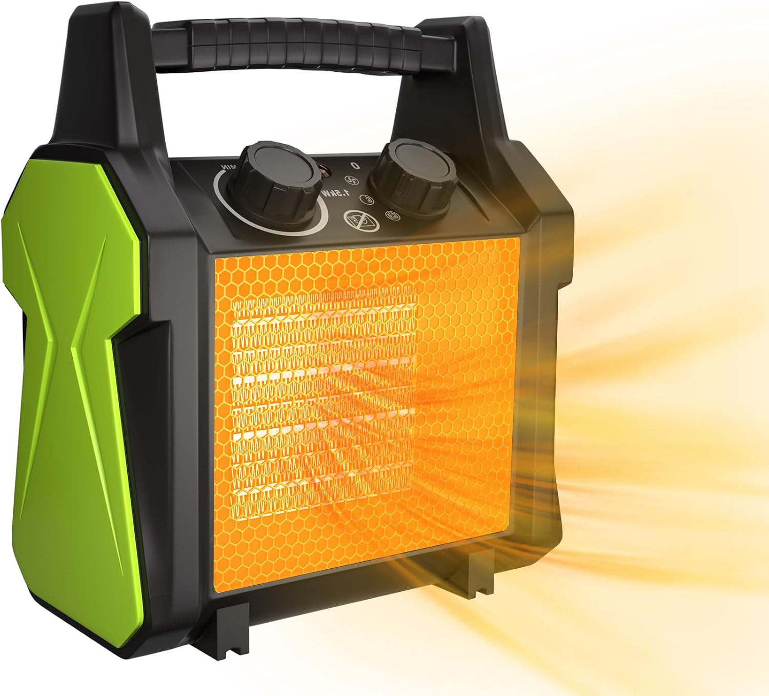 Outdoor Heater for Patio, 1500W PTC Ceramic Electric Space Heater with Overheat Protection, Safe & Fast Greenhouse Heater for Workshop, Flower Room, Camping, Green