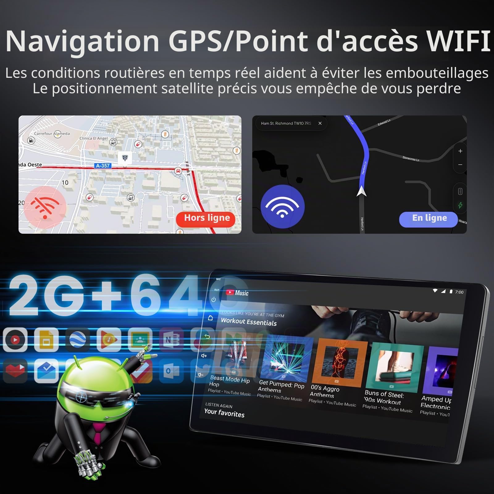 2GB 64GB Android Autoradio pour Peugeot 407 2004-2011 Radio avec Carplay Android Auto, Hodozzy Écran Tactile 9 Pouces Stereo Navigition GPS, Bluetooth, WiFi, FM/RDS Radio, SWC, EQ