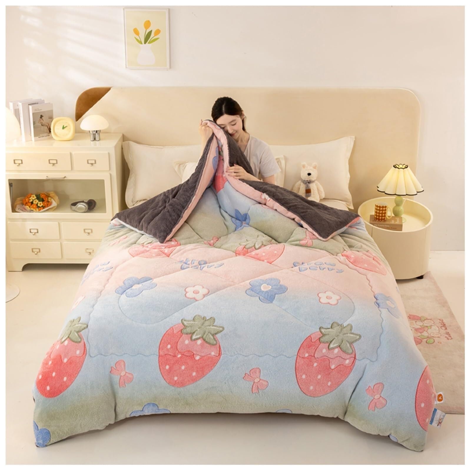 Super Soft Thickened Warm Lamb Quilt Winter Blanket, Breathable Fluffy Plush Double Sided Velvet Blanket for Cold Weather(Color5,150x200cm(3.5KG))
