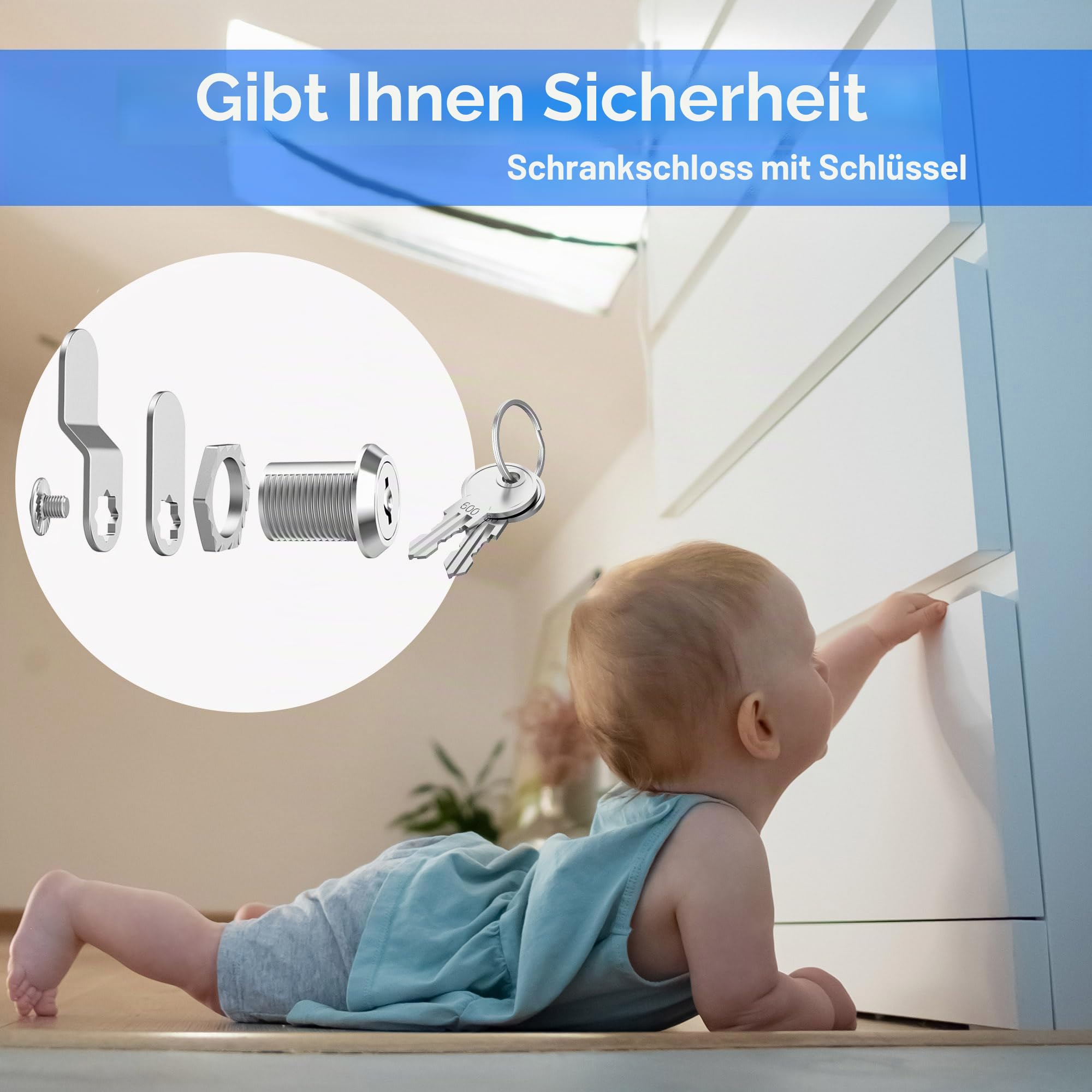Premium Kabinett-Nockenschlösser, gleichschließend Cam-Lock-Set, sichere Dateien Schubladen Mailbox RV Camper Tür Werkzeugkasten, Zinklegierung (3 Pack 5/8 Inch)