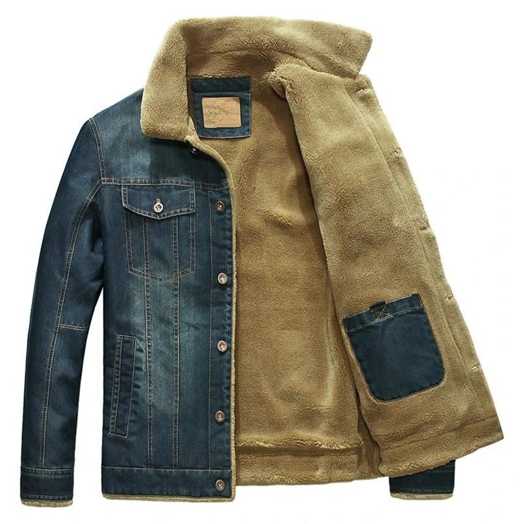 Pegsmio Chaqueta vaquera de forro polar para hombre, chaqueta vaquera gruesa y cálida, con múltiples bolsillos