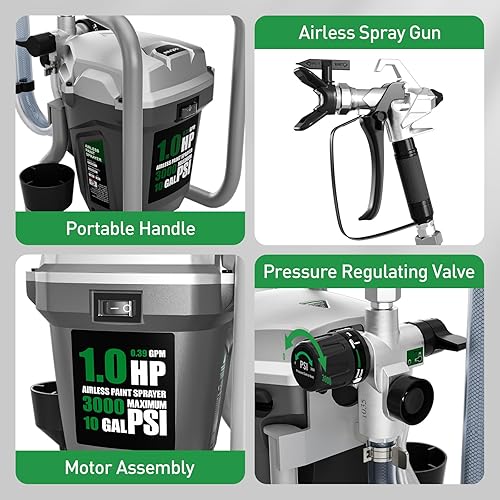 Miniatura 4 de Pulverizador de Pintura Sin Aire, Pistola de Pintura Eléctrica de Alta Presión con Varilla de Extensión, Herramienta de Pintura Profesional Sin