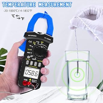 Digital Clamp Meter, YF-7200B Multimeter TRMS Auto-Ranging AC DC Volt Amp, Current Clamp for AC DC Voltage, Amp, Ohm, Capacitance, Diode, Continuity Tester and NCV