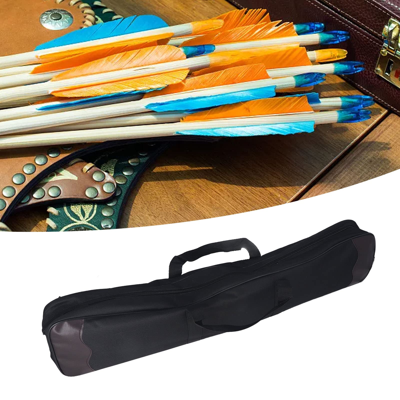 Sac de Tir à l'Arc Asixxsix, Sac à Main Portable en Toile Légère pour Tir à l'Arc Classique avec Double Fermeture éclair, Bandoulière Réglable et Étui à Flèche de Grande Capacité