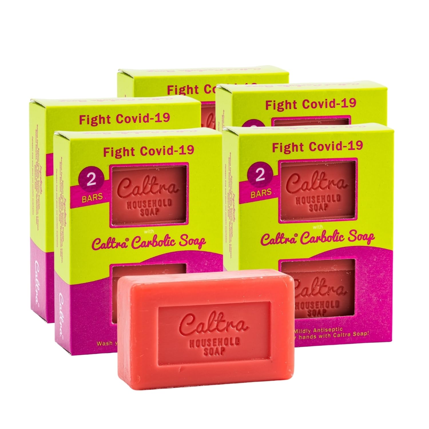 Caltra Carbolic Household Soap, Mildly Antiseptic Soap Bar, Disinfectant & Antibacterial Formula for Handwashing, Laundry, Cleaning, Paraben & Sulphate Free, 10 x 125g