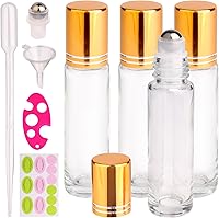 Vista 14 de inice Paquete de 24 botellas enrollables de 0.3 fl oz para aceites esenciales, vidrio azul cobalto, botellas de bola enrollables de acero inoxidable