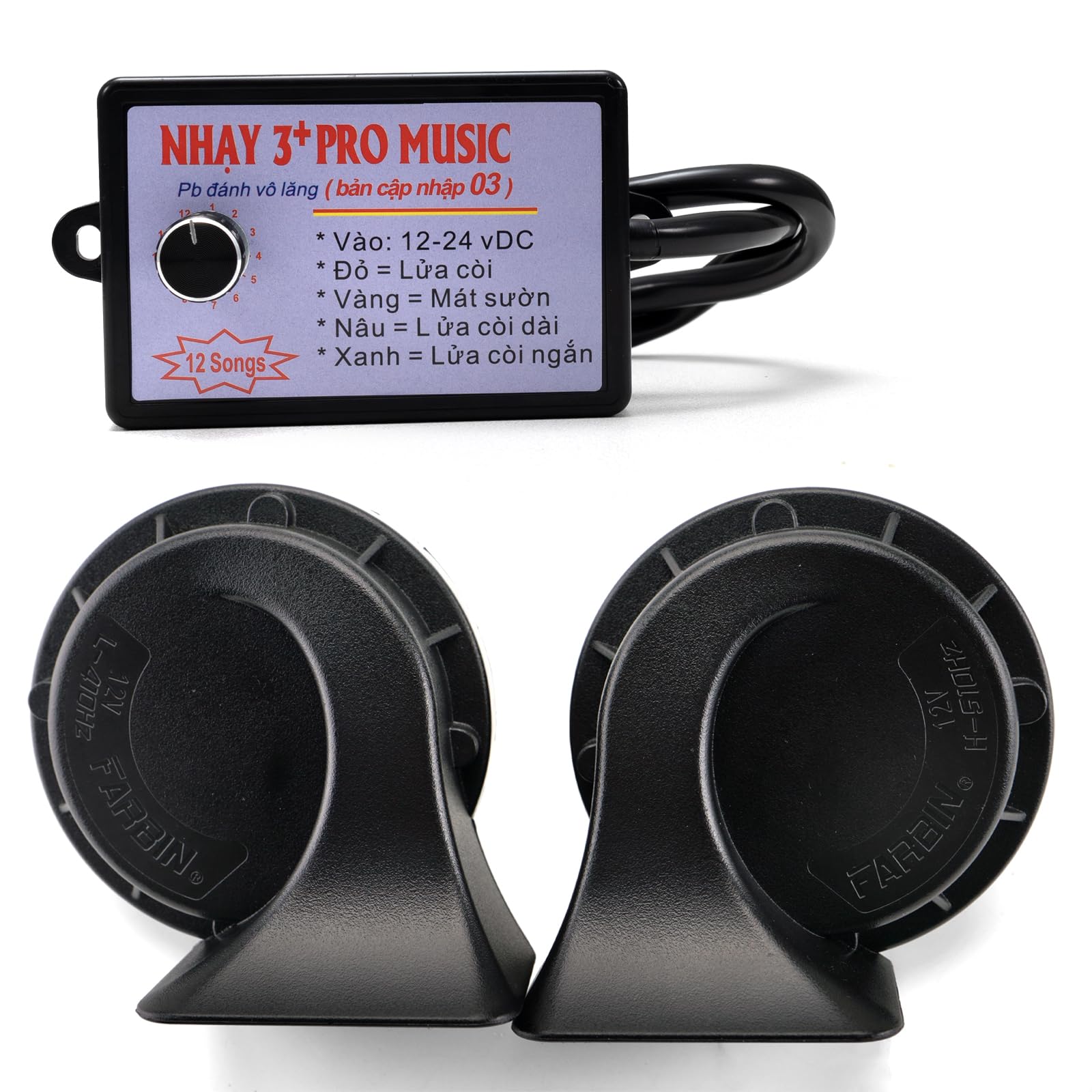Car Horn Upgrade: 12V Adjust 12-tone Twin Horn, 130db Electric Motorcycle & Train Horn, with 12-tone Controller - Perfect for Car, Motorcycle, Truck, Boat（Upgraded 12 tone horn）