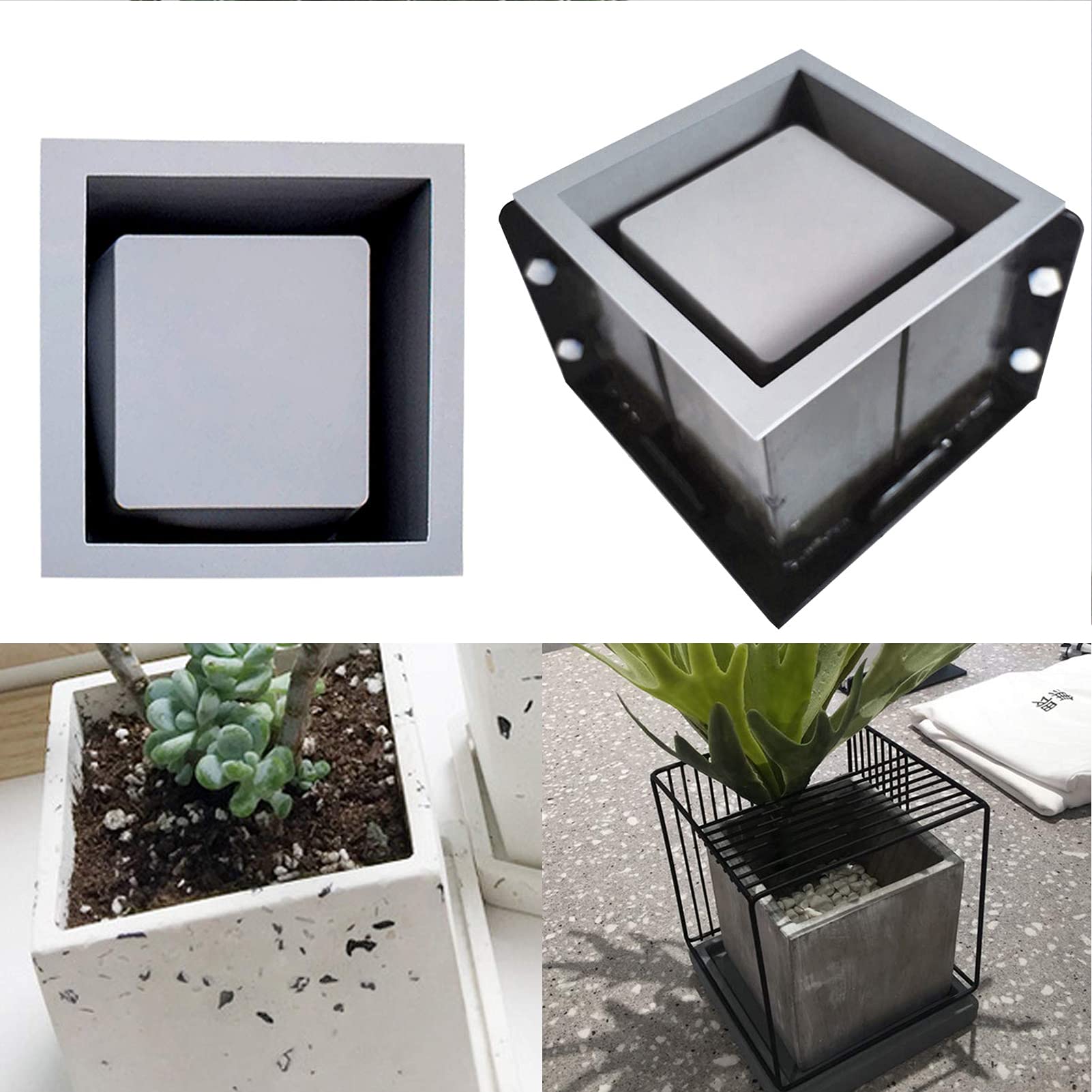 Stampo Silicone Per Vasi Da Fiori In Cemento E Resina – Doppio Strato Con Guscio ABS – 7,28 X 4,9 Pollici – Fai-da-Te Creativo