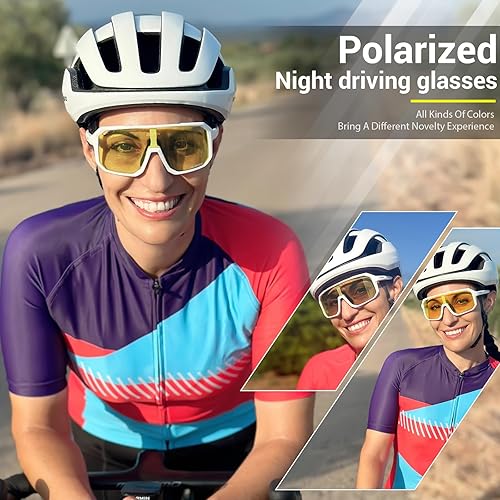 Miniatura 3 de Gafas de conducción de visión nocturna, antirreflejos, polarizadas, lentes amarillas, para mujeres y hombres, gafas deportivas para bicicleta MTB