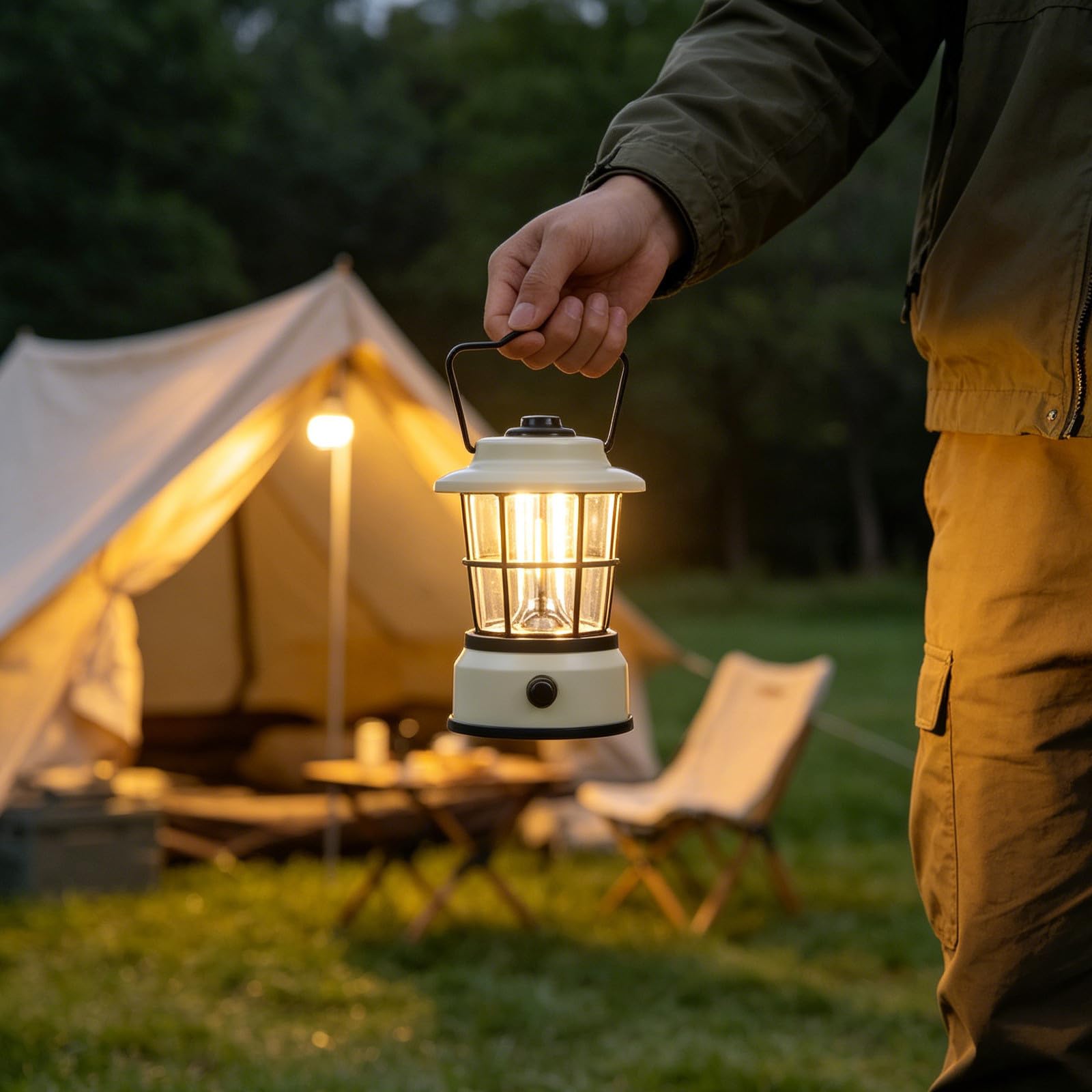 Lanterne de Camping Portable LED Rétro Rechargeable Ipx4 pour Lecture