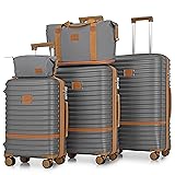 Joyway Luggage Set 3 Piece Suitcase Sets with Spinner Wheel,Hardside Expandable Travel Laggage with TSA Lock (20/24/28) Grey brown 5 piece set (20/24/28inch)