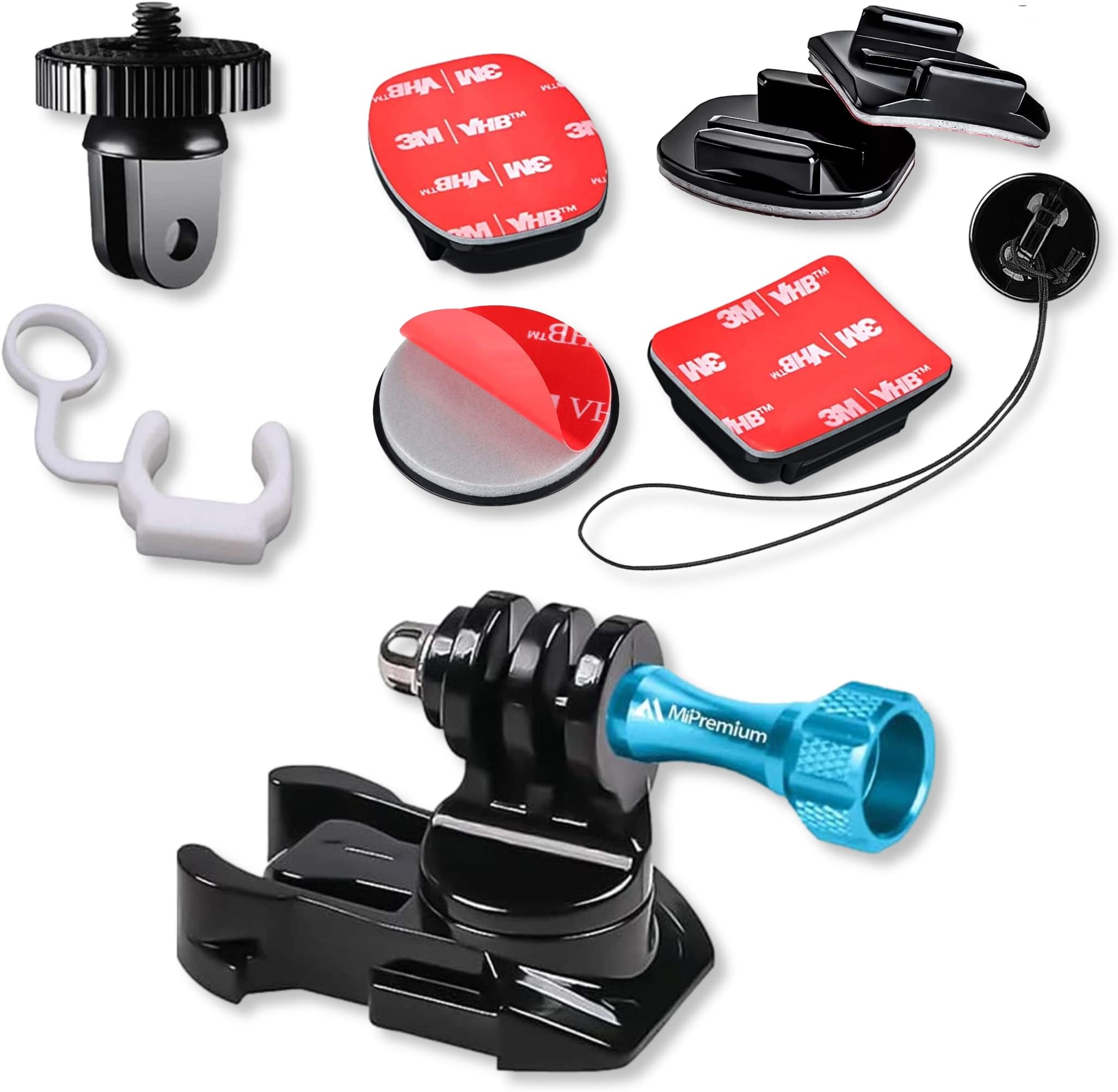 Helmet & Surf Board Mount Adapter & Adhesive Sticky Pads for GoPro Hero 13 12 11 10 9 8 7 6 5 4 3 2 1 Black Silver Session & Other Action Camera Surfing Accessories Kit & Aluminium Screw