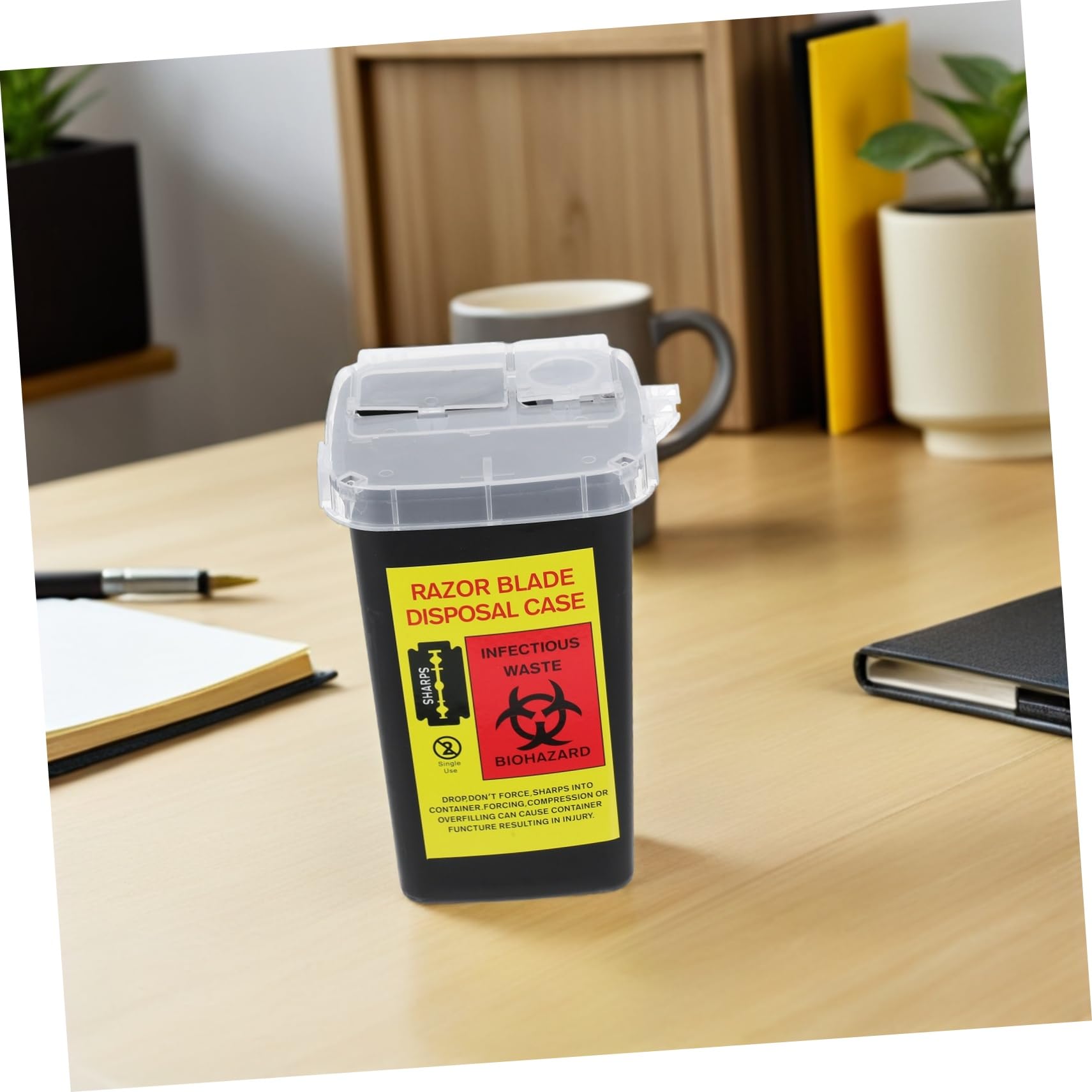 Contenitore Porta Lamette Nero 2 Pezzi Plastico Smaltimento Sicuro Custodia Lame Barbiere Portatile