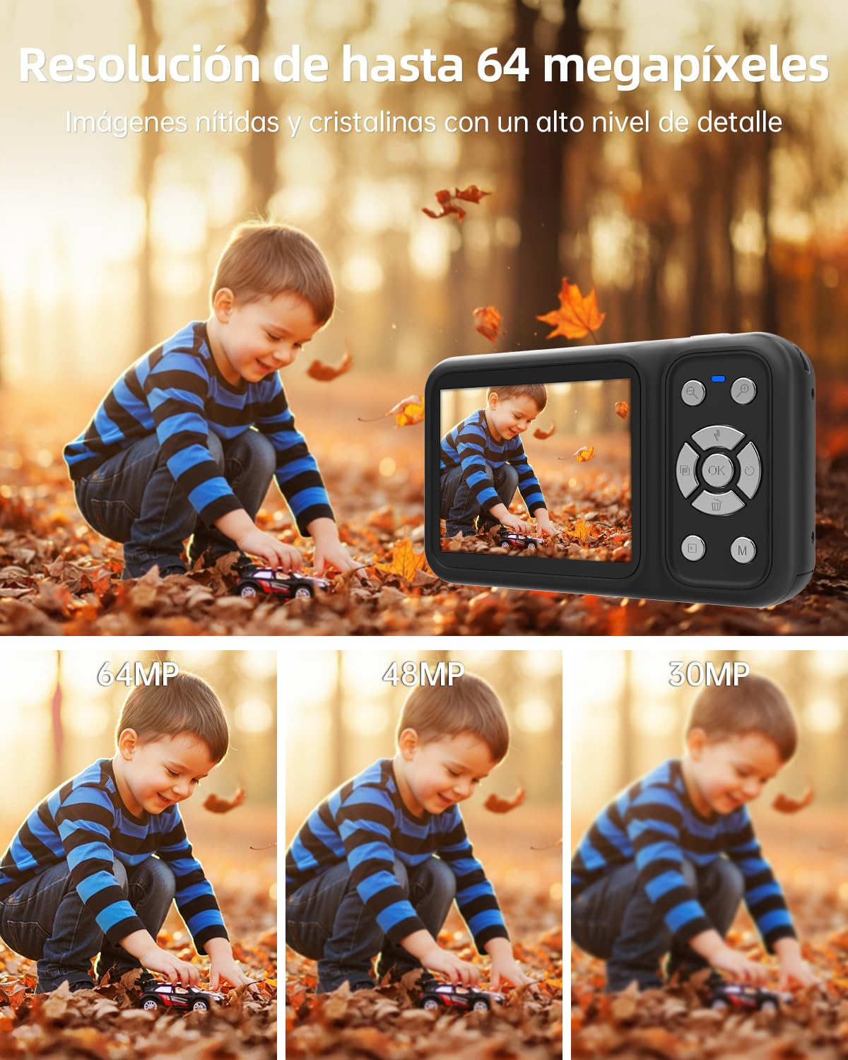 Camara Digital 4K 64MP Rollei Compactline 64 Dual Screen Zoom Digital 18X | Cámara de Fotos Compacta con Pantalla Dual Cámara Vlog Fotográfica Portátil para Selfie Niños Principiante Negro