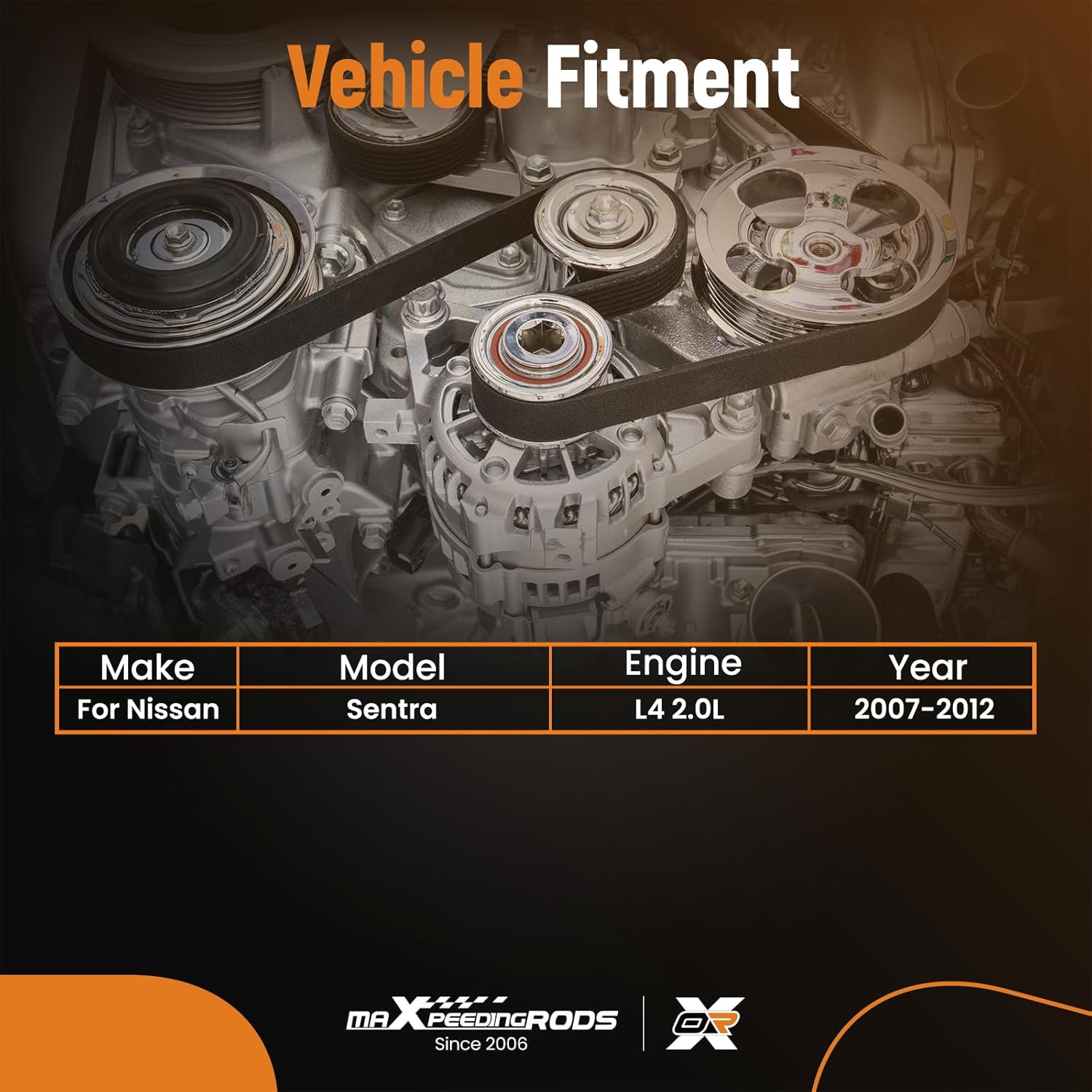 maXpeedingrods 90K-39162A Serpentine Belt Drive Tensioner Component Kit for Nissan Sentra L4 2.0L 2007-2012 Replace# 39162 11955JD20A 305396 89396 6PK1213 11955ET00A 5340442000