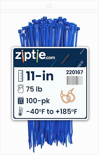 ZipTie.com 100 Stück Kabelbinder Blau Mehrzweck 11 Zoll Zugfestigkeit 11 Pfund U