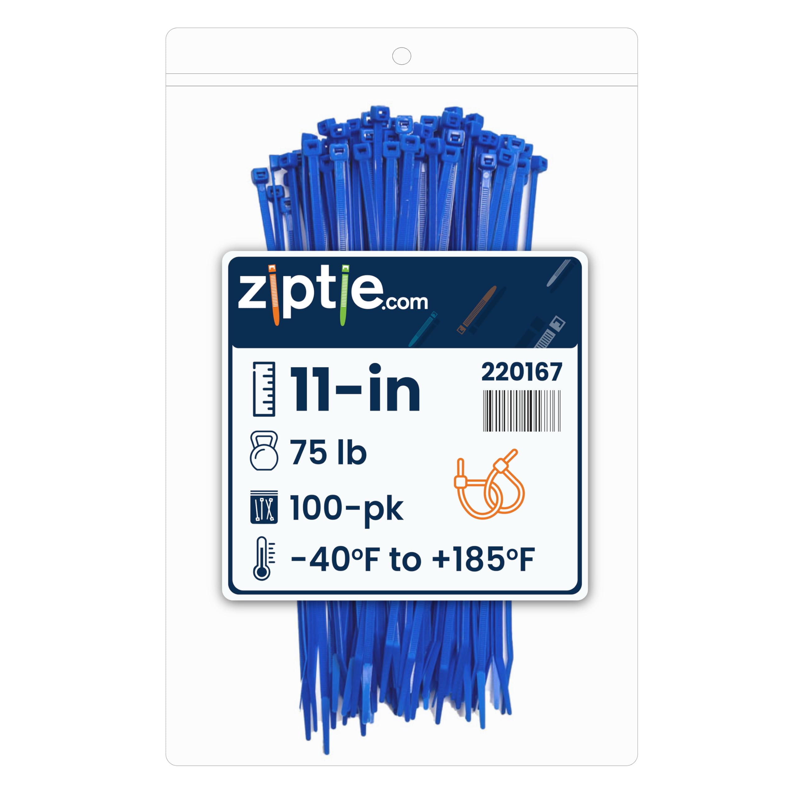 Amazon.com: ZipTie.com 11-Inch Blue Nylon Multi-Purpose Zip Ties