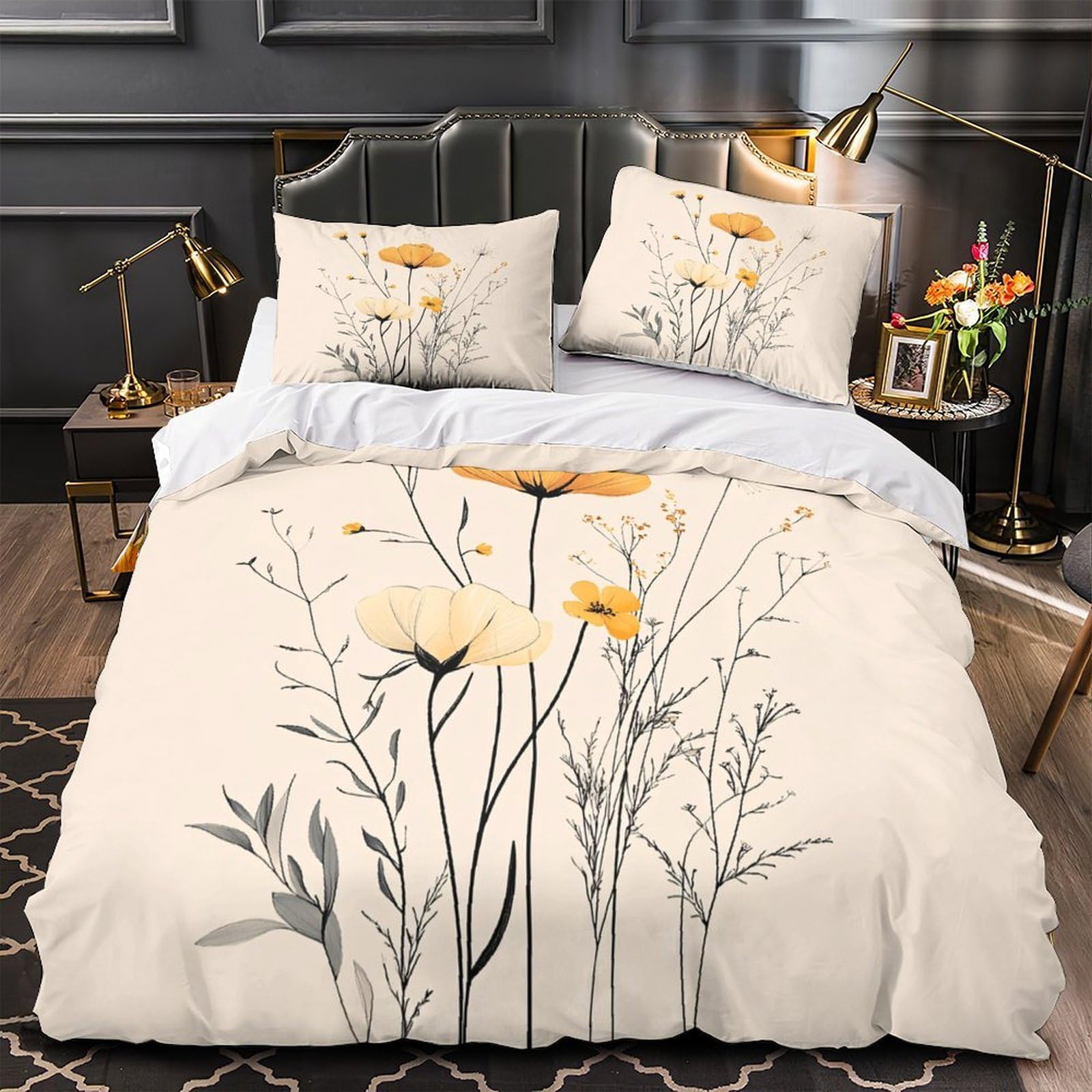 Housse de couette fleurs sauvages 140x200 pour chambre d'ado nature