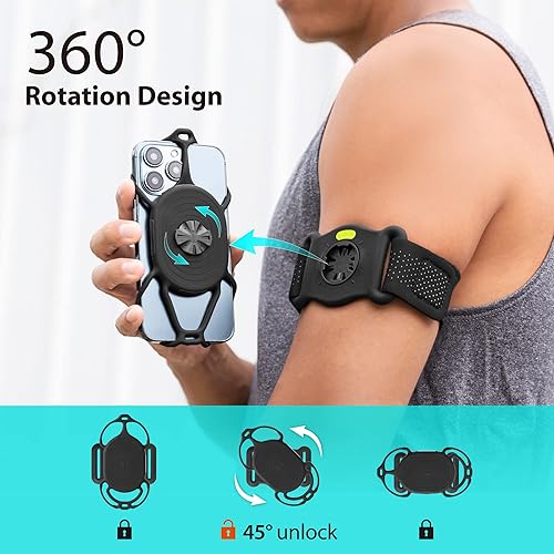 Miniatura 2 de BONE Run Tie Connect Kit 2, soporte para teléfono celular para correr, brazalete deportivo desmontable y giratorio de 360, soporte de teléfono de