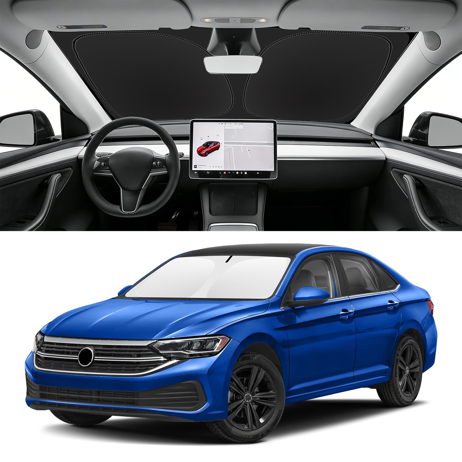 Custom Fit Windshield Sun Shade for VW Jetta 2019-2026